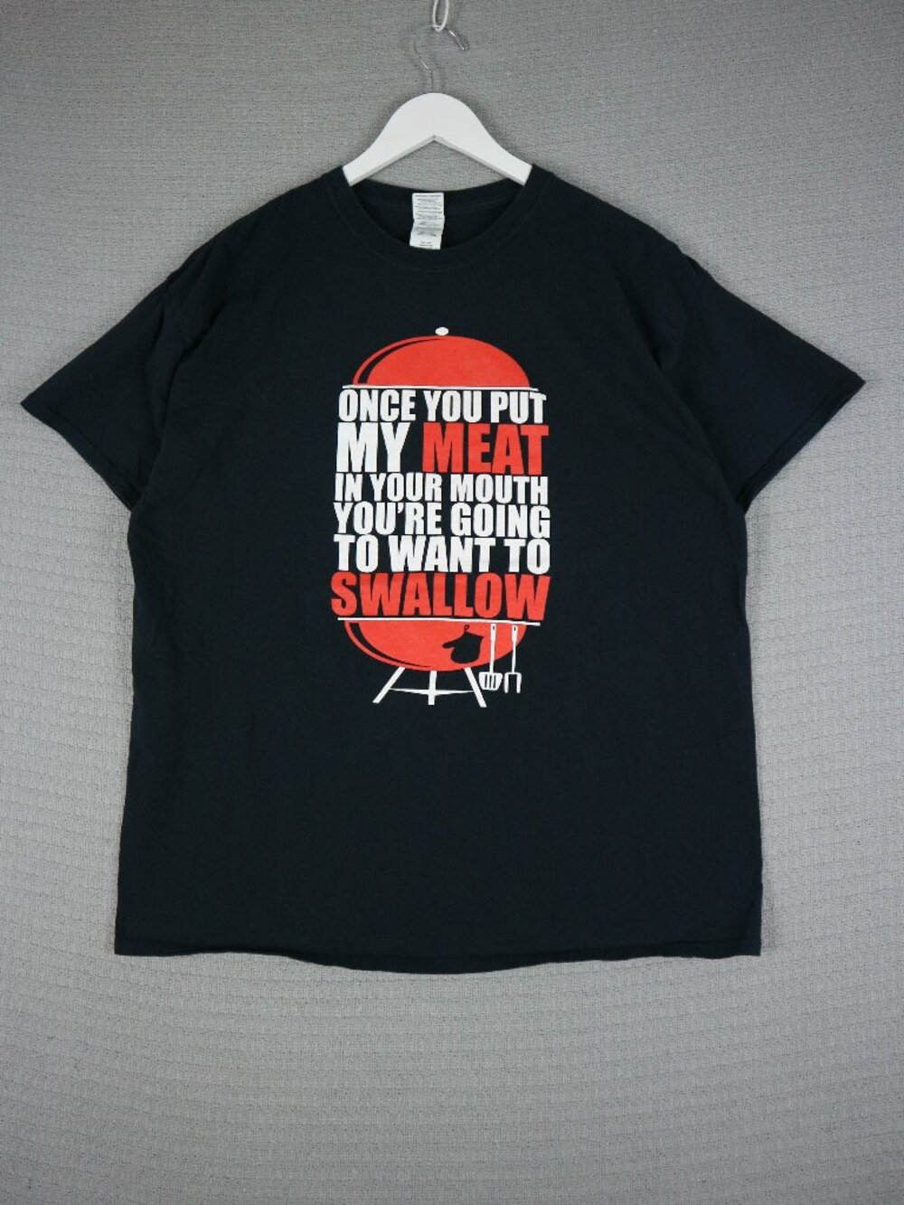 Meat Grilling Gildan Humour Tee Mens XL Vintage VTG